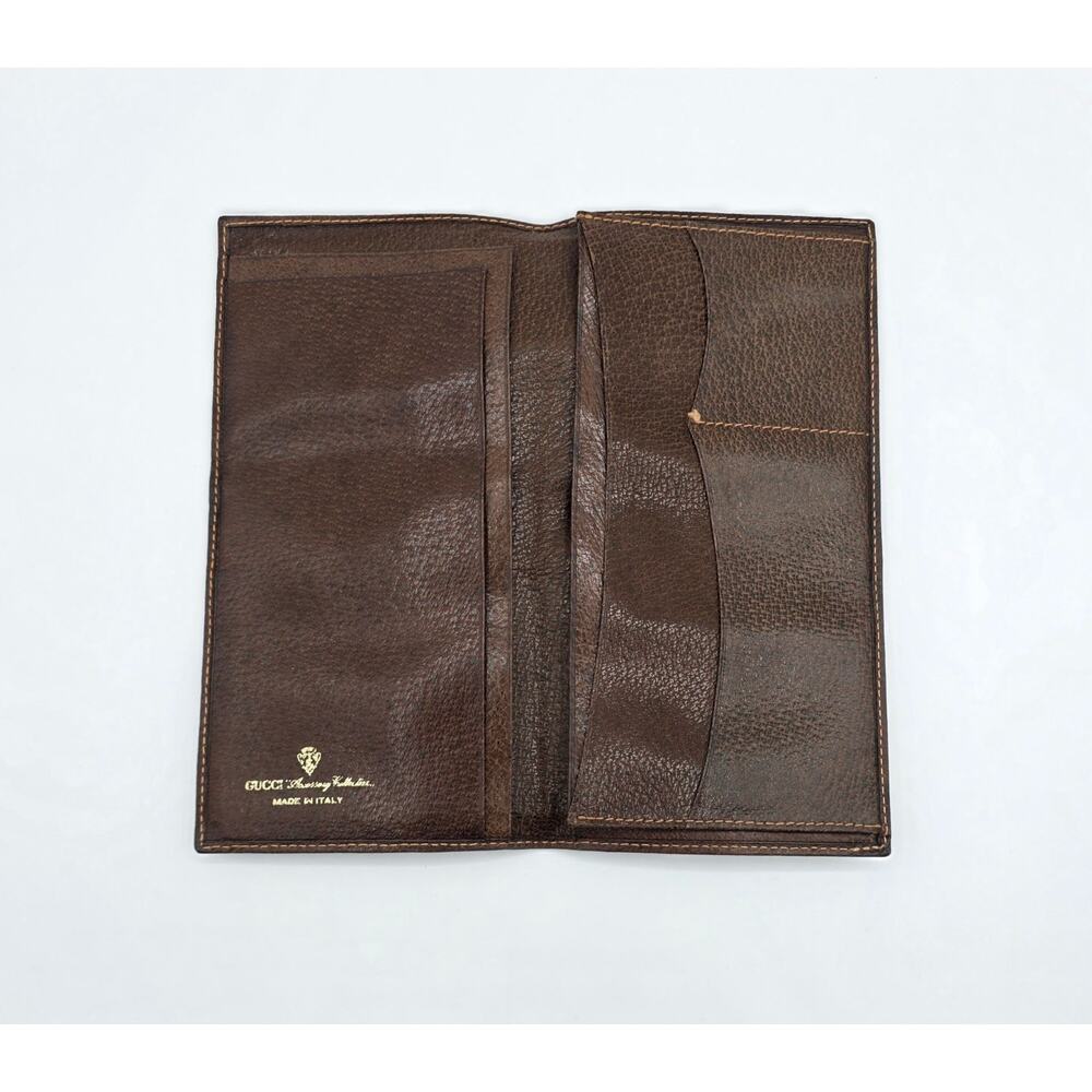 Gucci Vintage GG Canvas Web Stripe Long Wallet Brown Monogram Leather - Picture 10 of 16